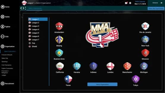 MMA Team Manager — Screenshots