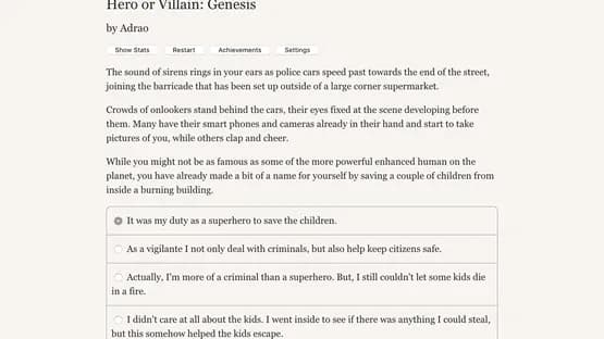 Hero or Villain: Genesis — Screenshoty