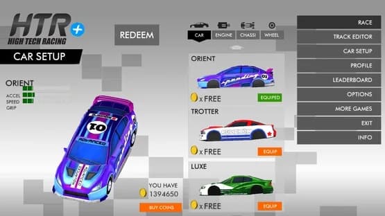 HTR+ Slot Car Simulation — Screenshots
